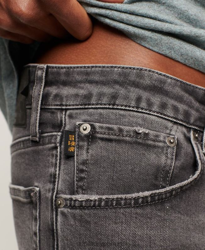 jeans retos finos de algodão orgânico homens cinza roupas Superdry 2208H1227