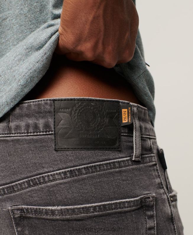 jeans retos finos de algodão orgânico homens cinza roupas Superdry 2208H1227