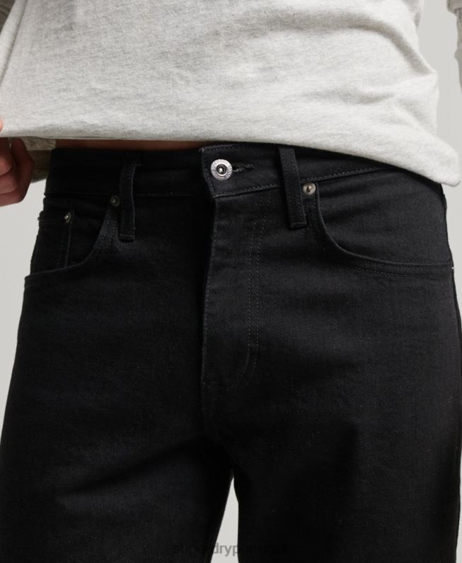 jeans retos finos de algodão orgânico homens preto roupas Superdry 2208H1222