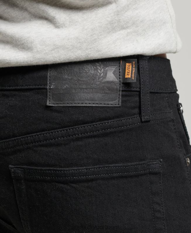 jeans retos finos de algodão orgânico homens preto roupas Superdry 2208H1222