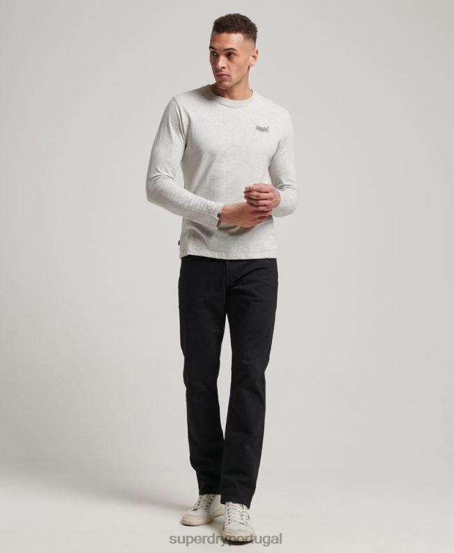 jeans retos finos de algodão orgânico homens preto roupas Superdry 2208H1222