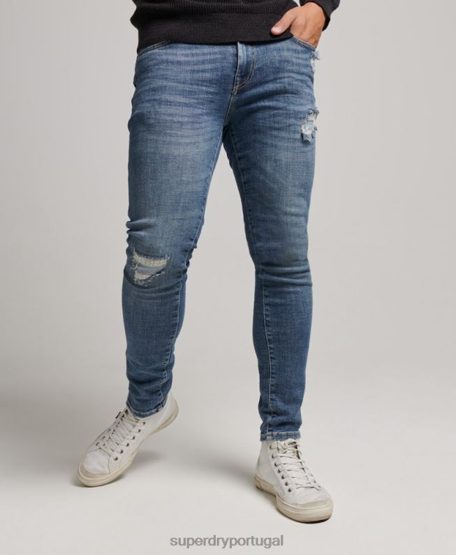 jeans skinny vintage homens azul claro roupas Superdry 2208H1223