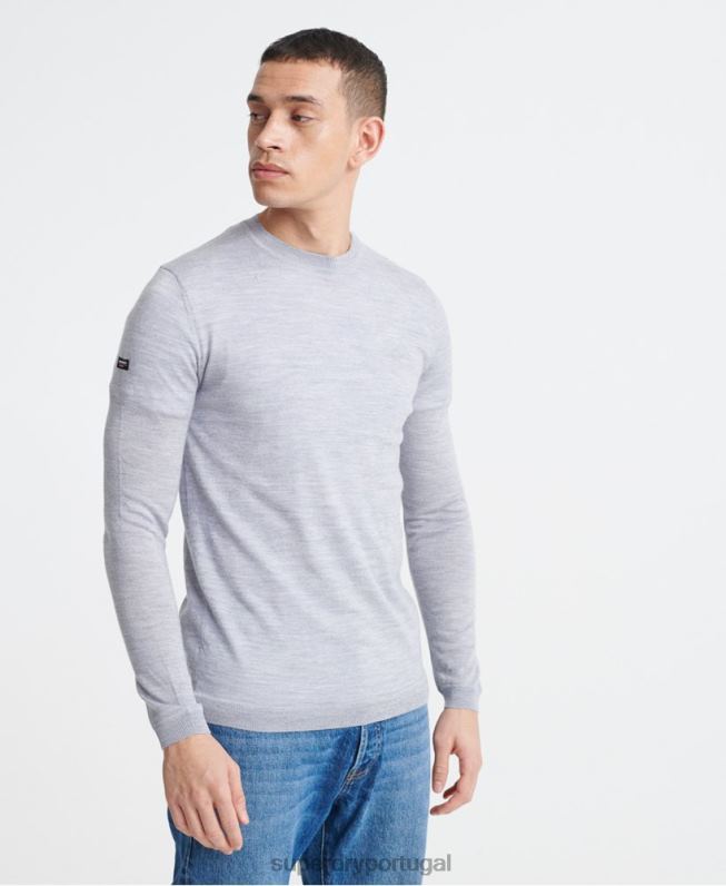 editar jumper de tripulação merino homens cinza claro roupas Superdry 2208H1366