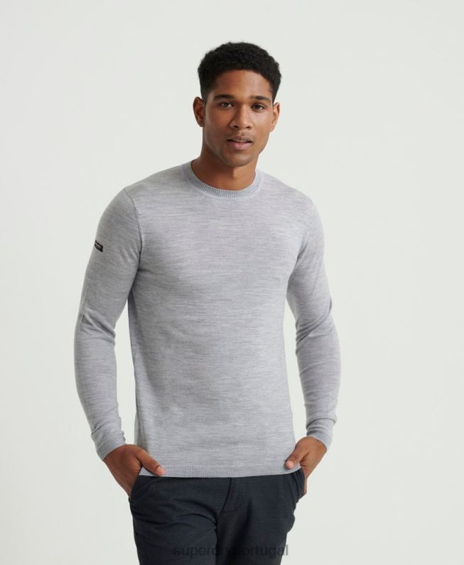 editar jumper de tripulação merino homens cinza claro roupas Superdry 2208H1367