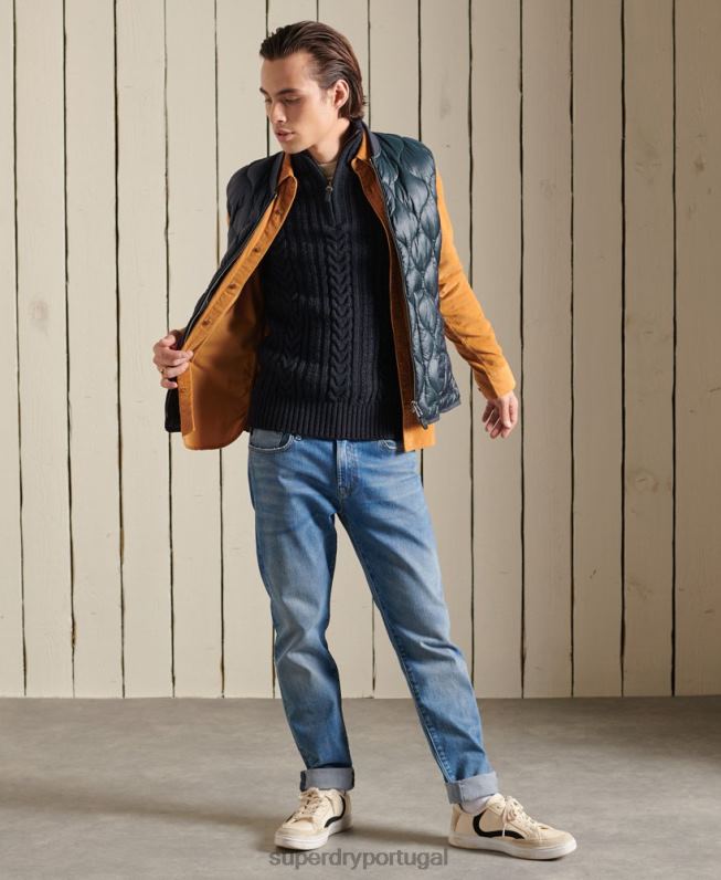 jacob henley jumper homens azul escuro roupas Superdry 2208H5289