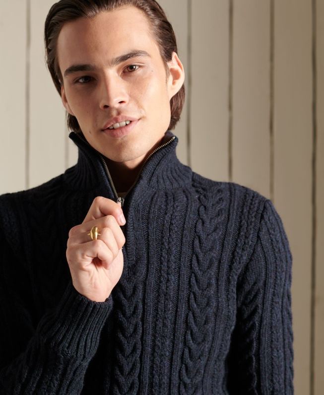 jacob henley jumper homens azul escuro roupas Superdry 2208H5289