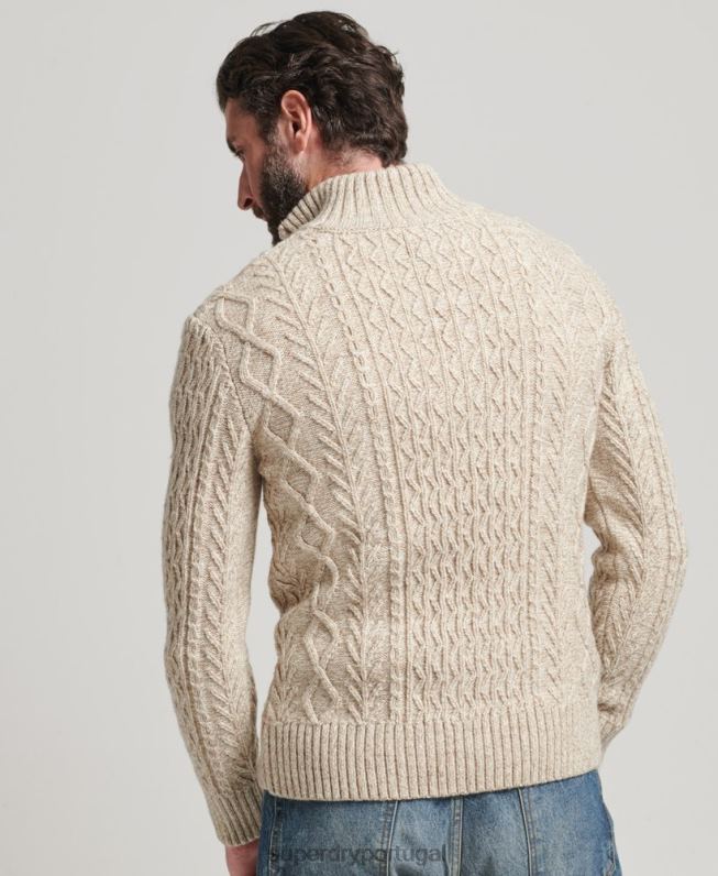 jacob henley jumper homens bege roupas Superdry 2208H5259