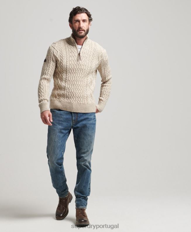 jacob henley jumper homens bege roupas Superdry 2208H5259