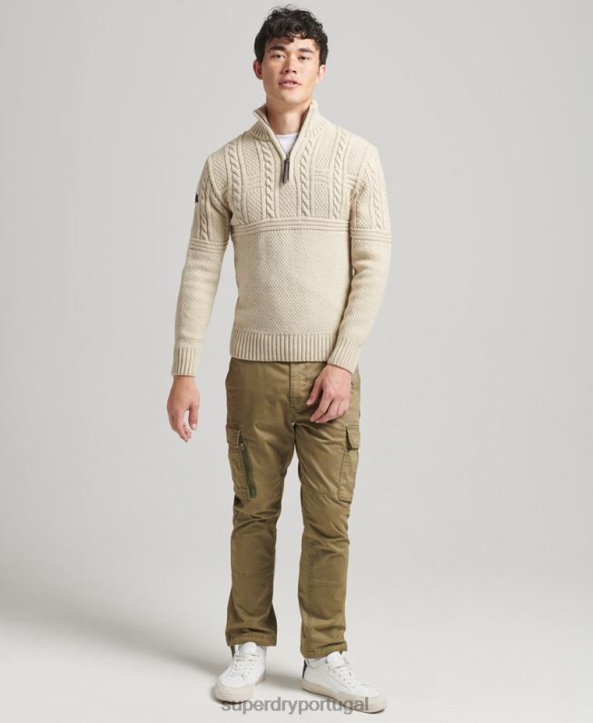 jacob henley jumper homens creme roupas Superdry 2208H5240
