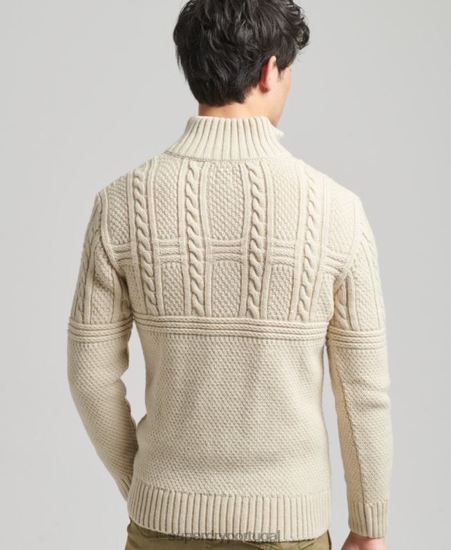 jacob henley jumper homens creme roupas Superdry 2208H5240