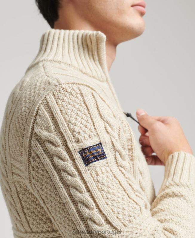 jacob henley jumper homens creme roupas Superdry 2208H5240