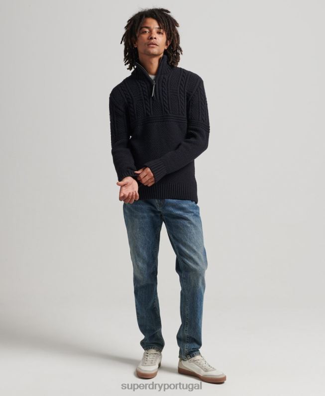 jacob henley jumper homens marinha roupas Superdry 2208H5268