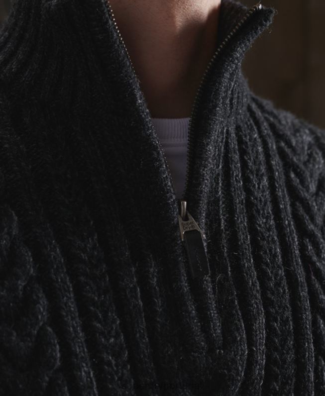 jacob henley jumper homens preto roupas Superdry 2208H1350