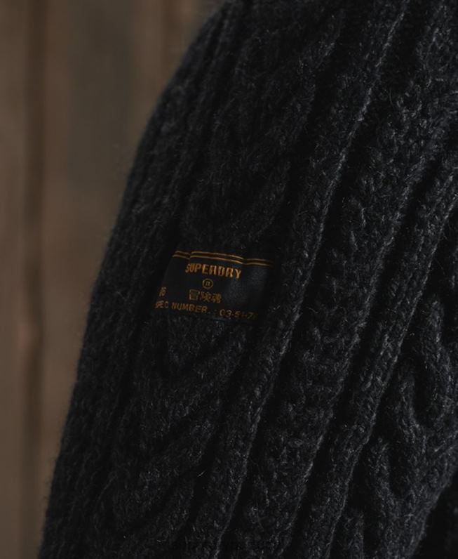 jacob henley jumper homens preto roupas Superdry 2208H1350