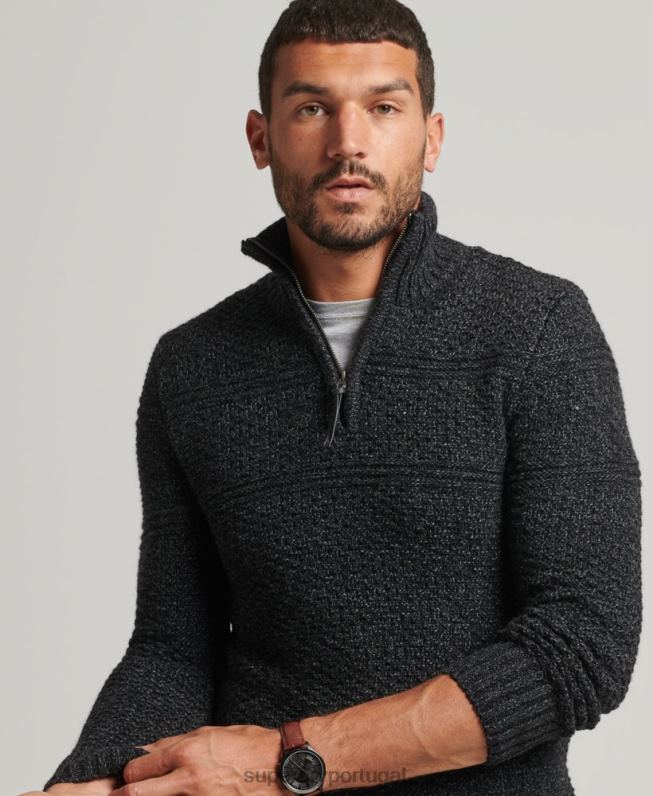 jacob henley jumper homens preto roupas Superdry 2208H5253