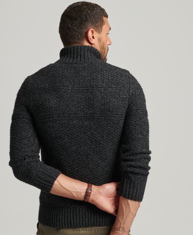 jacob henley jumper homens preto roupas Superdry 2208H5253