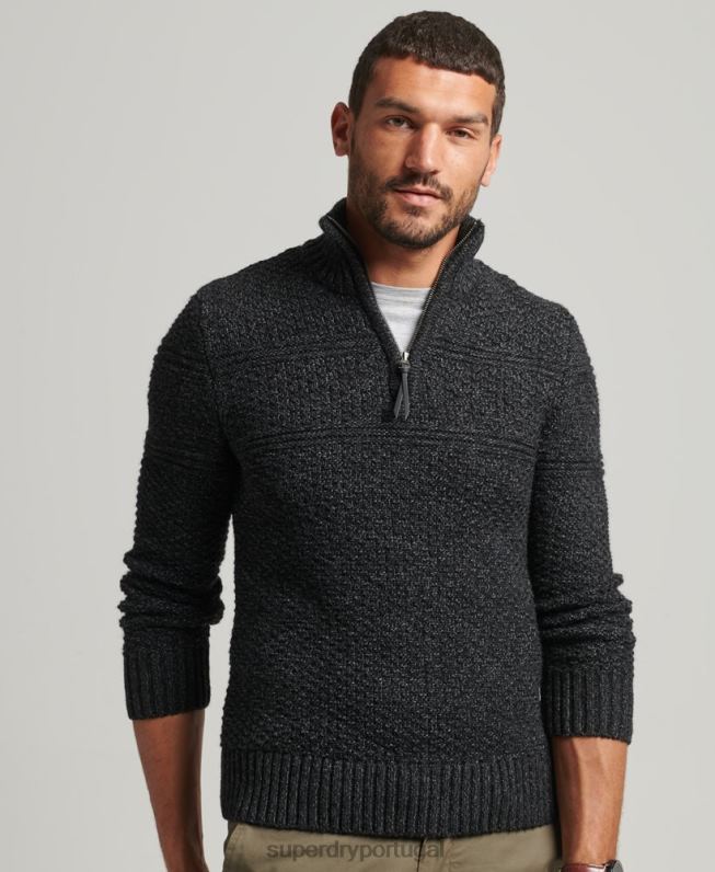 jacob henley jumper homens preto roupas Superdry 2208H5253