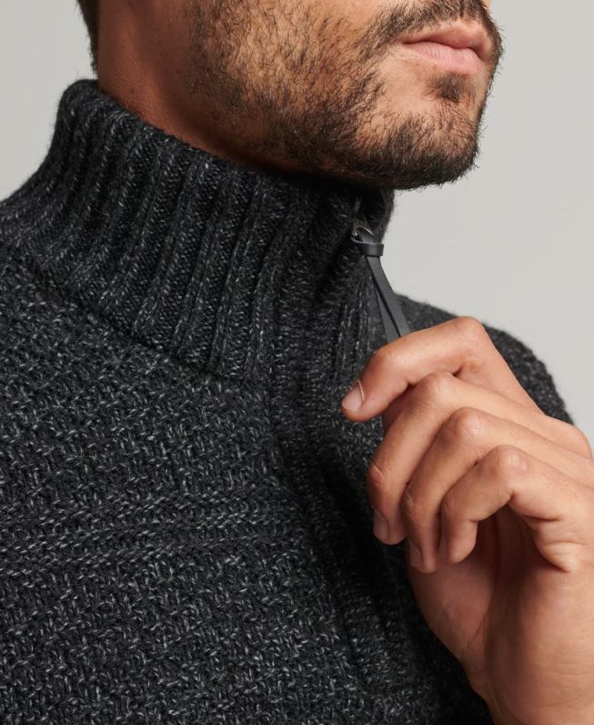 jacob henley jumper homens preto roupas Superdry 2208H5253