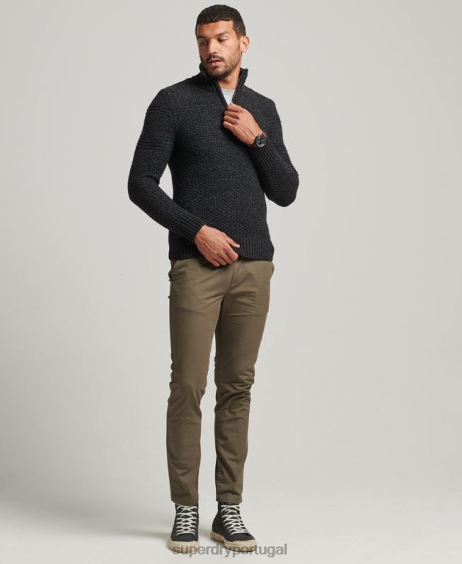 jacob henley jumper homens preto roupas Superdry 2208H5253