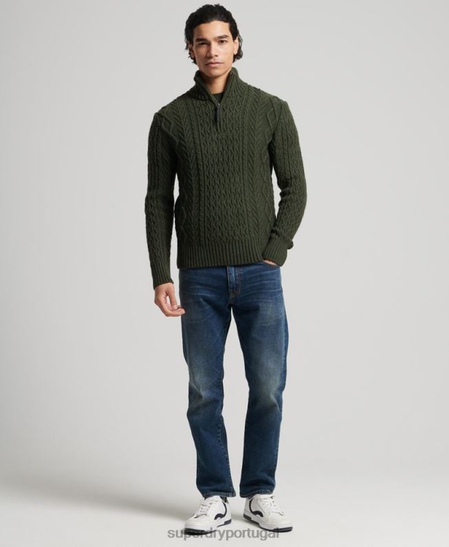 jacob henley jumper homens verde roupas Superdry 2208H5278