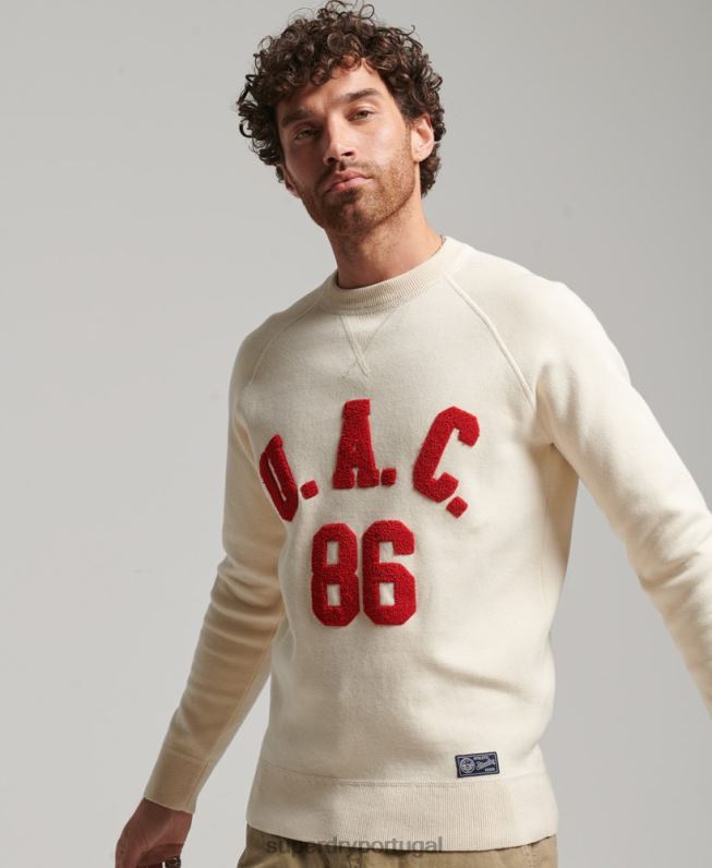 jumper da equipe do time do colégio homens creme roupas Superdry 2208H1277