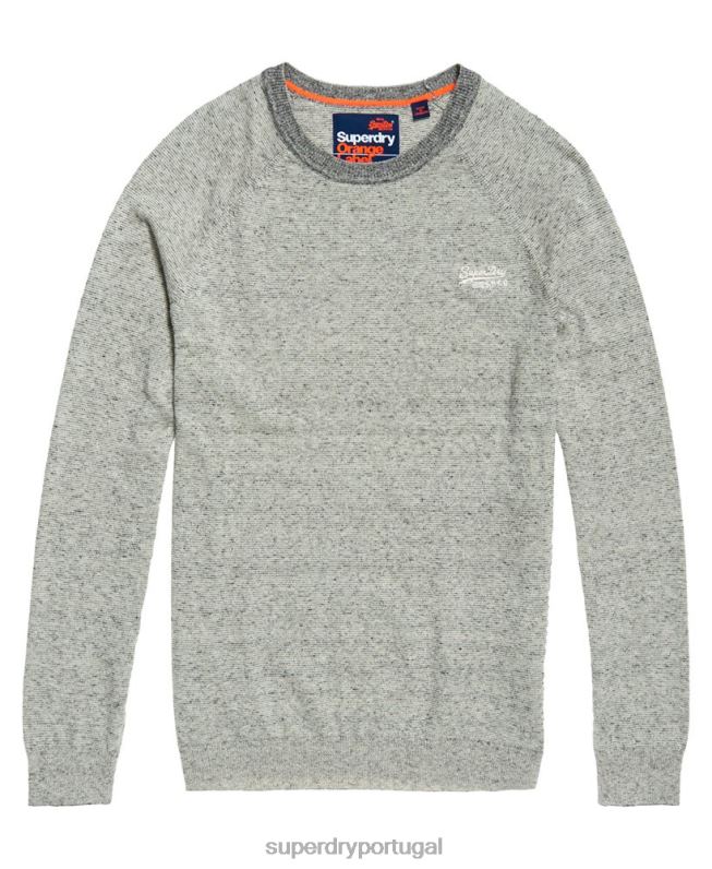 jumper de algodão com etiqueta laranja homens cinza claro roupas Superdry 2208H1369