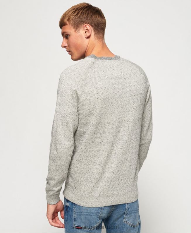 jumper de algodão com etiqueta laranja homens cinza claro roupas Superdry 2208H1369
