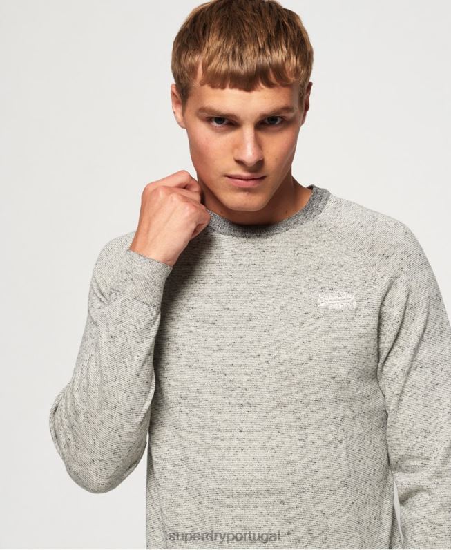 jumper de algodão com etiqueta laranja homens cinza claro roupas Superdry 2208H1369