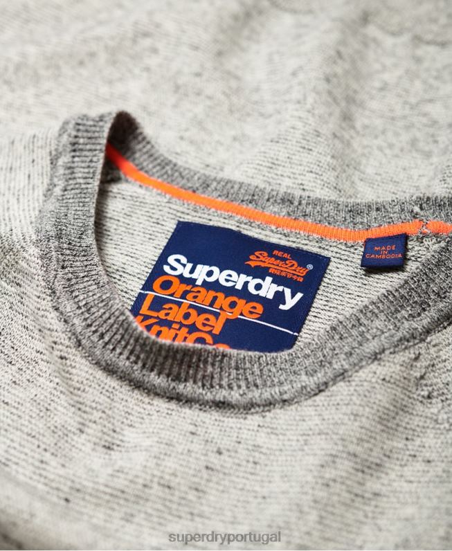 jumper de algodão com etiqueta laranja homens cinza claro roupas Superdry 2208H1369