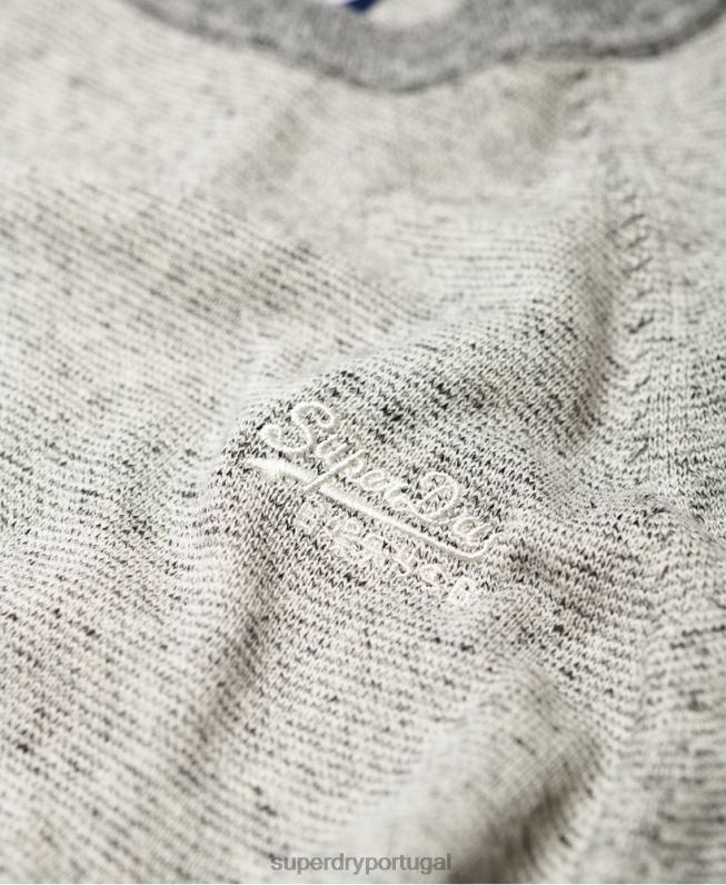 jumper de algodão com etiqueta laranja homens cinza claro roupas Superdry 2208H1369