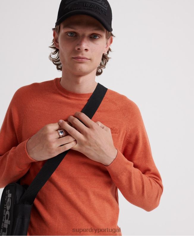 jumper de algodão com etiqueta laranja homens laranja roupas Superdry 2208H1359
