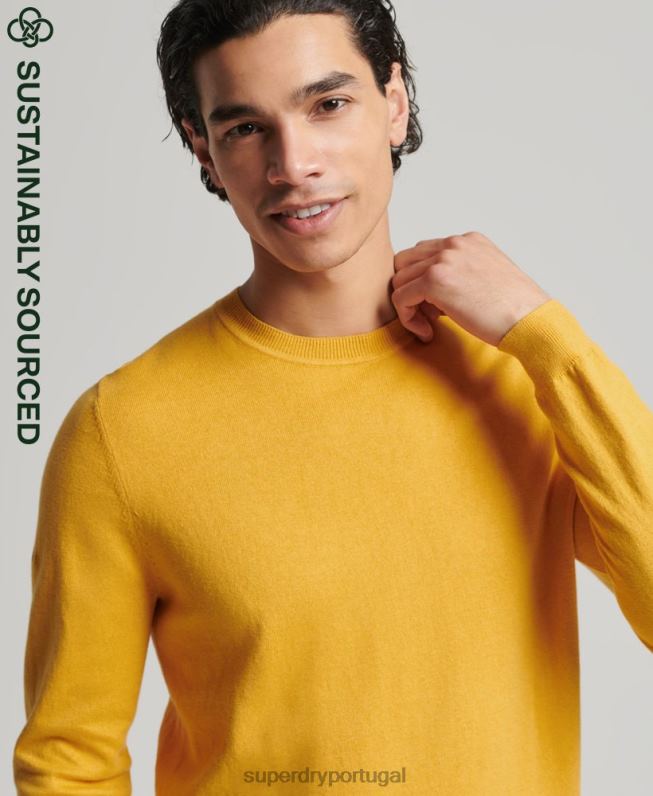 jumper de caxemira de algodão orgânico homens amarelo roupas Superdry 2208H5271