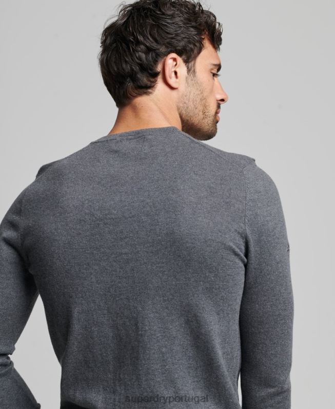 jumper de caxemira de algodão orgânico homens cinza roupas Superdry 2208H5306