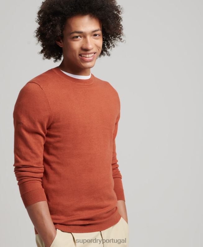 jumper de caxemira de algodão orgânico homens laranja roupas Superdry 2208H1243
