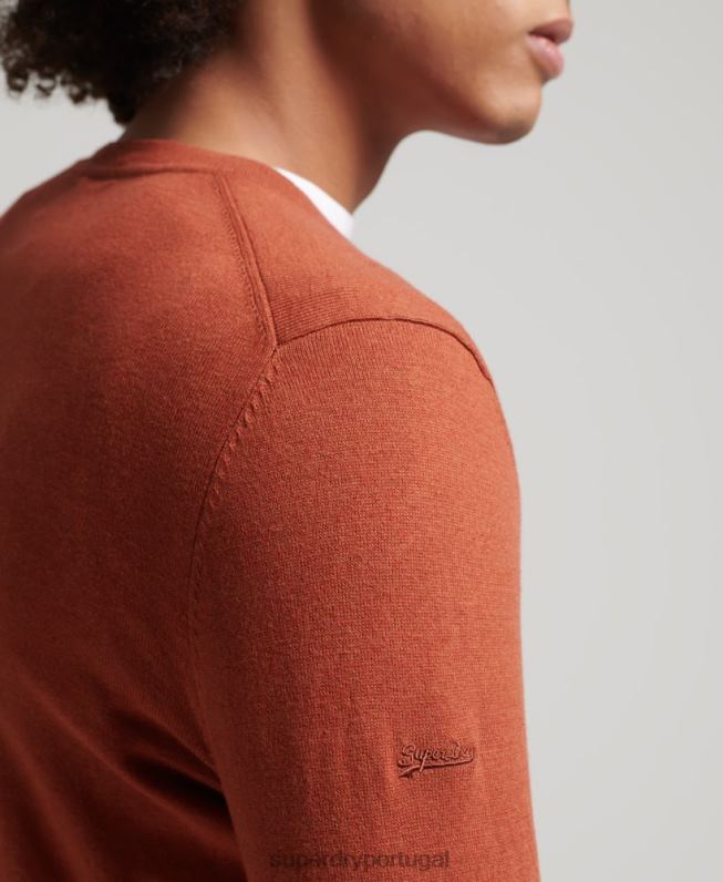 jumper de caxemira de algodão orgânico homens laranja roupas Superdry 2208H1243