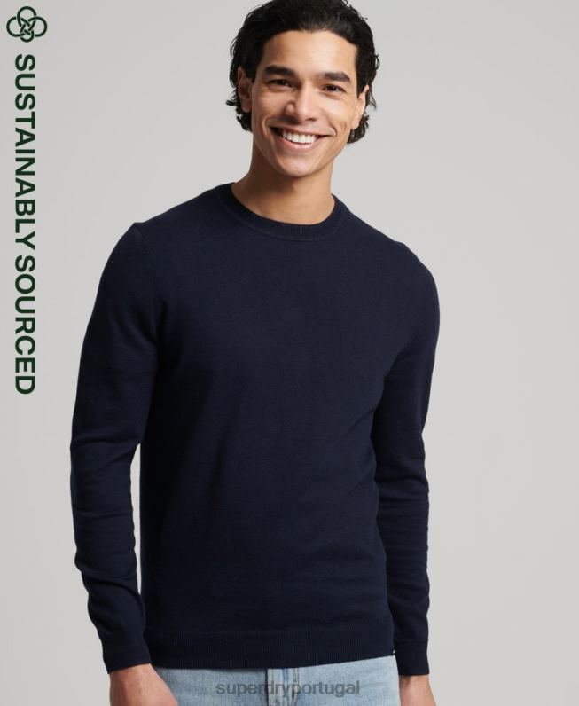 jumper de caxemira de algodão orgânico homens marinha roupas Superdry 2208H1309