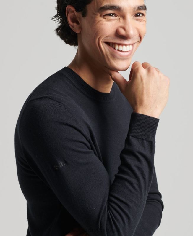 jumper de caxemira de algodão orgânico homens preto roupas Superdry 2208H1288