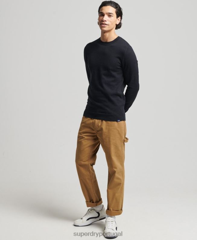 jumper de caxemira de algodão orgânico homens preto roupas Superdry 2208H1288
