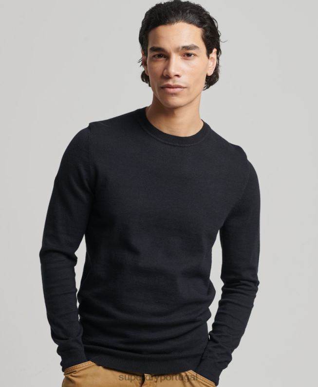jumper de caxemira de algodão orgânico homens preto roupas Superdry 2208H1288