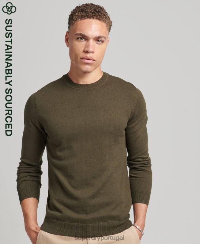jumper de caxemira de algodão orgânico homens verde roupas Superdry 2208H1307