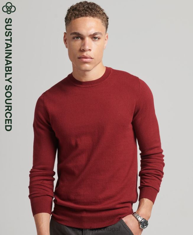 jumper de caxemira de algodão orgânico homens vermelho roupas Superdry 2208H1237