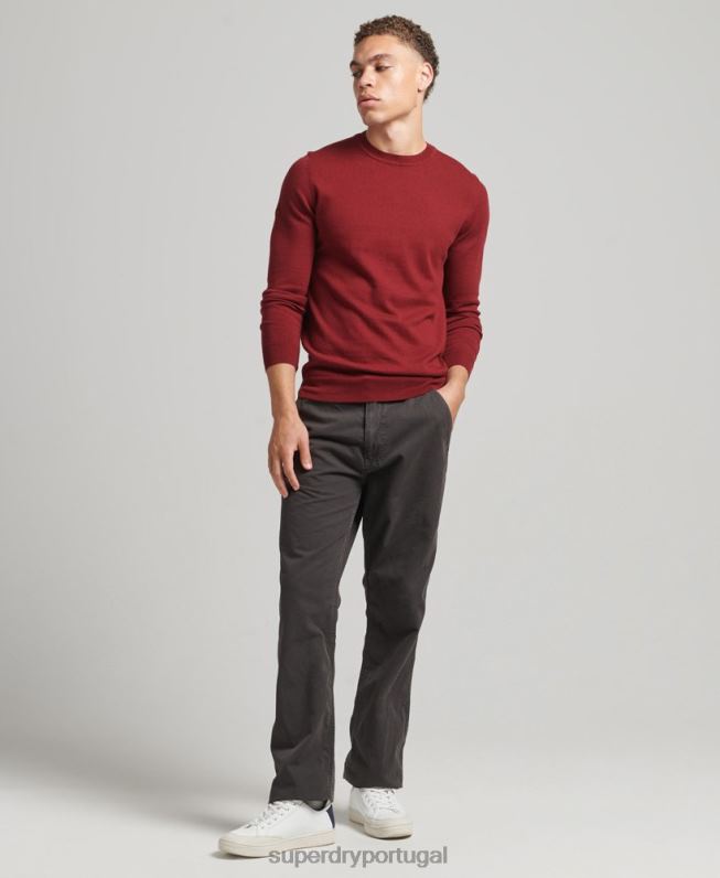 jumper de caxemira de algodão orgânico homens vermelho roupas Superdry 2208H1237