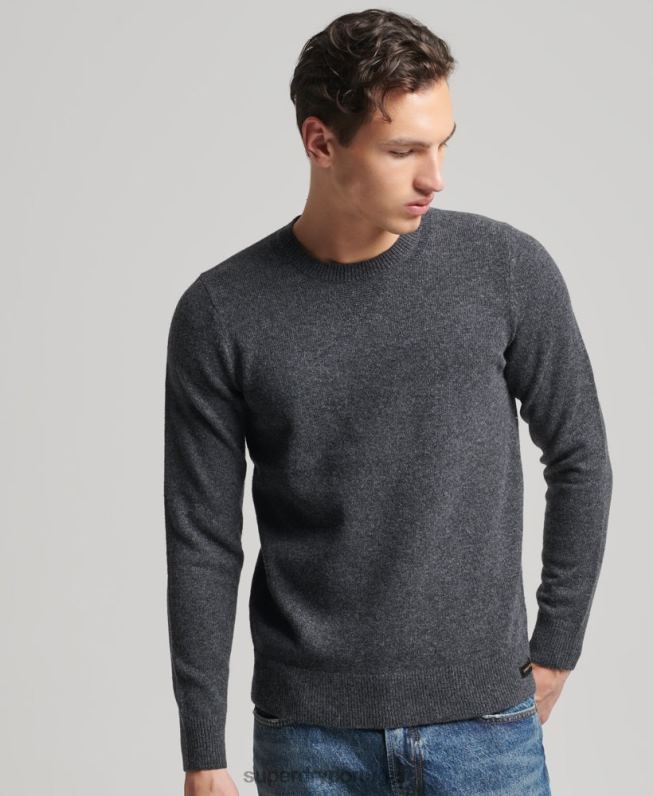 jumper de lã de cordeiro homens cinza escuro roupas Superdry 2208H5274