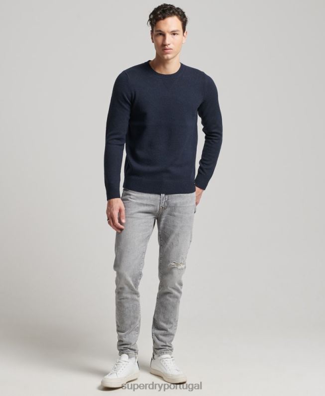 jumper de lã de cordeiro homens marinha roupas Superdry 2208H5279