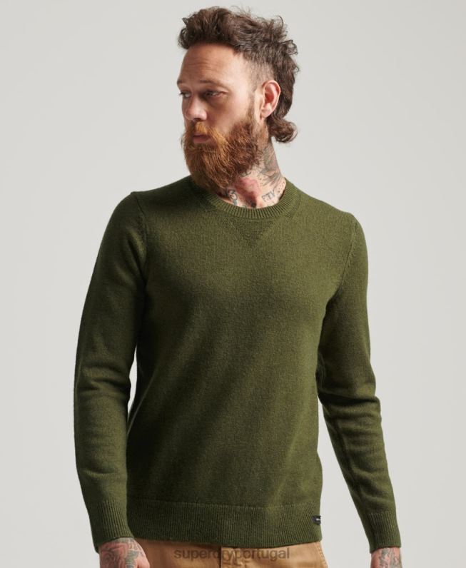jumper de lã de cordeiro homens verde roupas Superdry 2208H1282