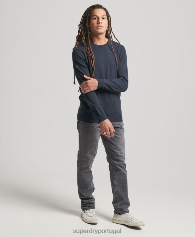 jumper de malha de algodão homens marinha roupas Superdry 2208H5322
