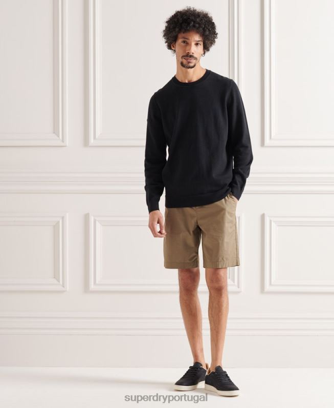 jumper de malha de algodão homens preto roupas Superdry 2208H5338