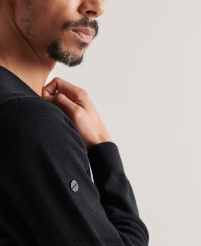 jumper de malha de algodão homens preto roupas Superdry 2208H5338