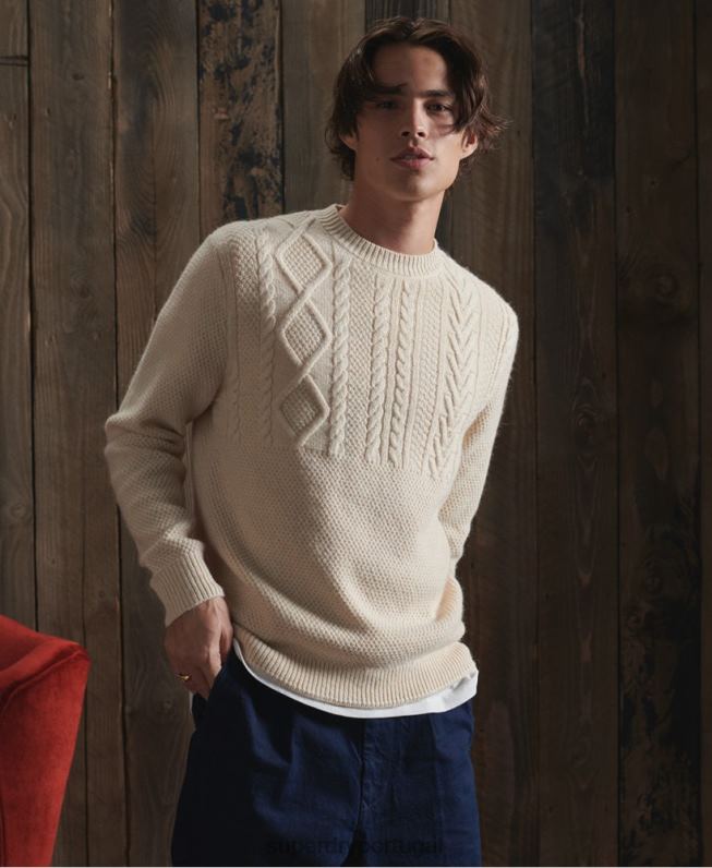 jumper de pescador seco de edição limitada homens branco roupas Superdry 2208H5351