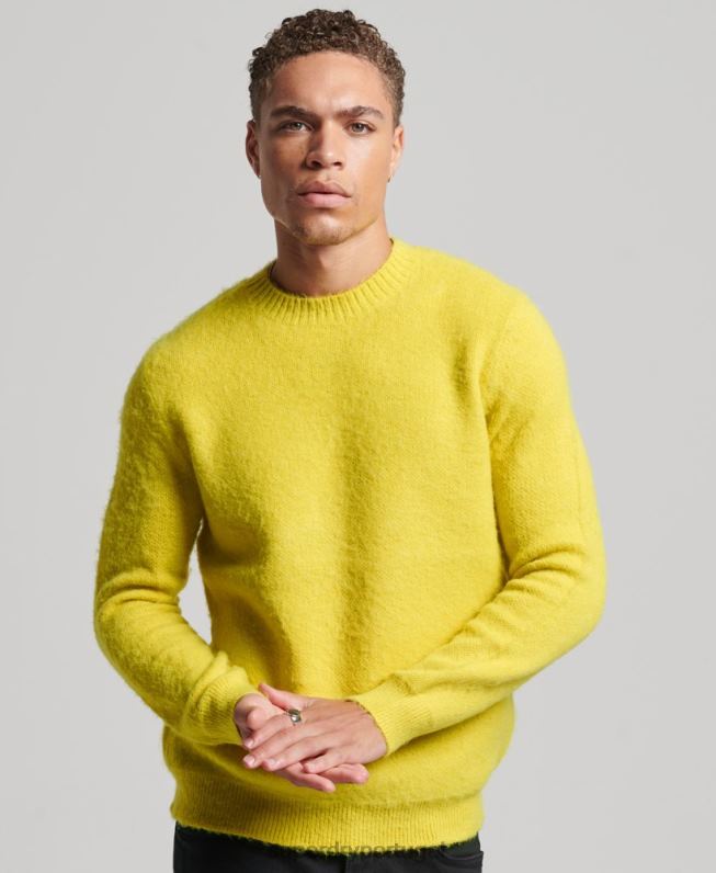 jumper de tricô escovado homens amarelo roupas Superdry 2208H5242